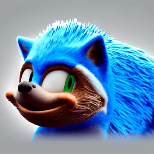 Image similar to sonic the hedgehog as a sloth, weta hyperrealism cinematic lighting and compositon