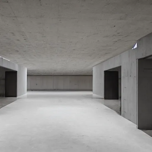 Image similar to interior of an art gallery, brutalist architecture, built by tadao ando