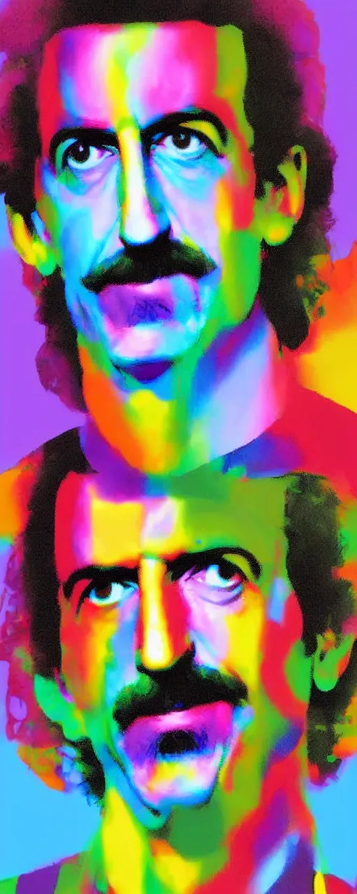 Image similar to A 3d rendered colourful portrait of frank zappa, digital art