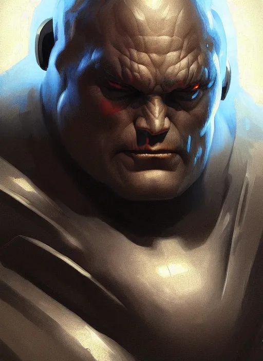 Image similar to very detailed masterpiece painting of darkseid from dc comics, portrait, artstation, concept art by greg rutkowski