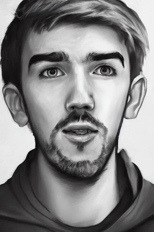 Image similar to Sean McLoughlin, Jacksepticeye, Irish Youtuber, solo portrait, gigachad, grayscale 🎨🖌️