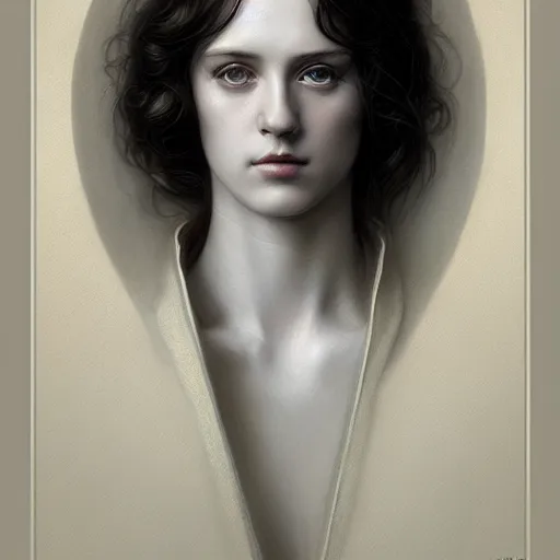 Image similar to beautiful striking Pre-Raphaelite George Carlin by Artgerm and Greg Rutkowski, pale, intricate, elegant, highly detailed, digital painting