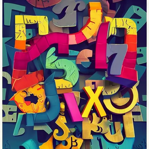 Image similar to 2D/3D MASHUP poster design, perfect letters, coherent, behance, dribbble, vivid colors, Xochitl Castaño