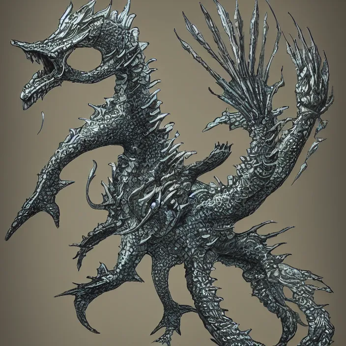 Image similar to underwater sea dragon full body, d & d style, trending on artstation, intricate, highly detailed