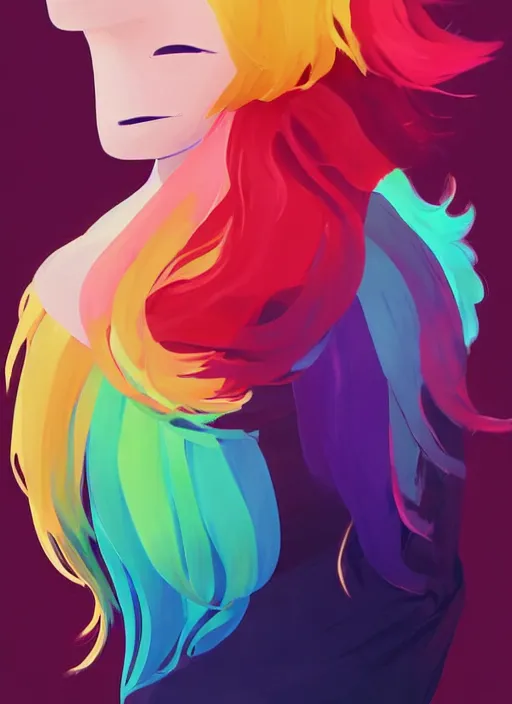 Image similar to a young man with beautiful rainbow hair. he looks very angry. clean cel shaded vector art. shutterstock. behance hd by lois van baarle, artgerm, helen huang, by makoto shinkai and ilya kuvshinov, rossdraws, illustration, art by ilya kuvshinov