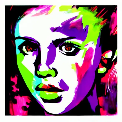 Image similar to Neon Millie Bobby Brown by Yoji Shinkawa