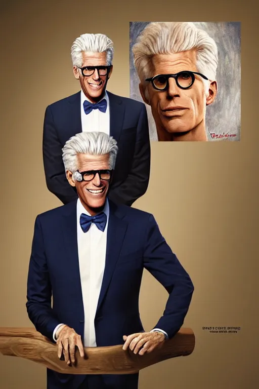 Image similar to a painting of ted danson in the good place, art by diego fazio, robin eley