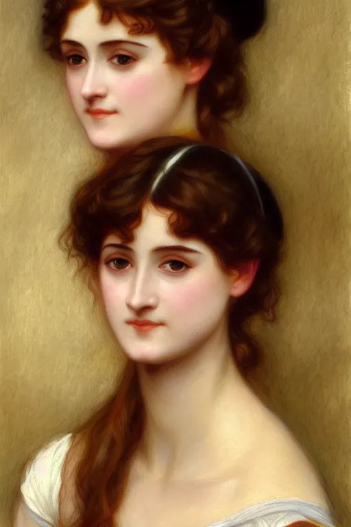 Image similar to jane austen brown hair, painting by rossetti bouguereau, detailed art, artstation