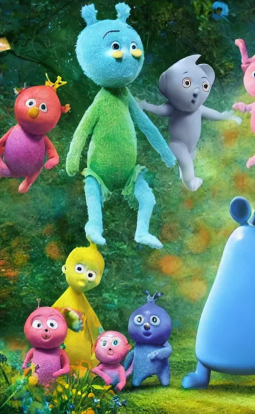 Prompt: in the night garden, kids tv show, igglepiggle