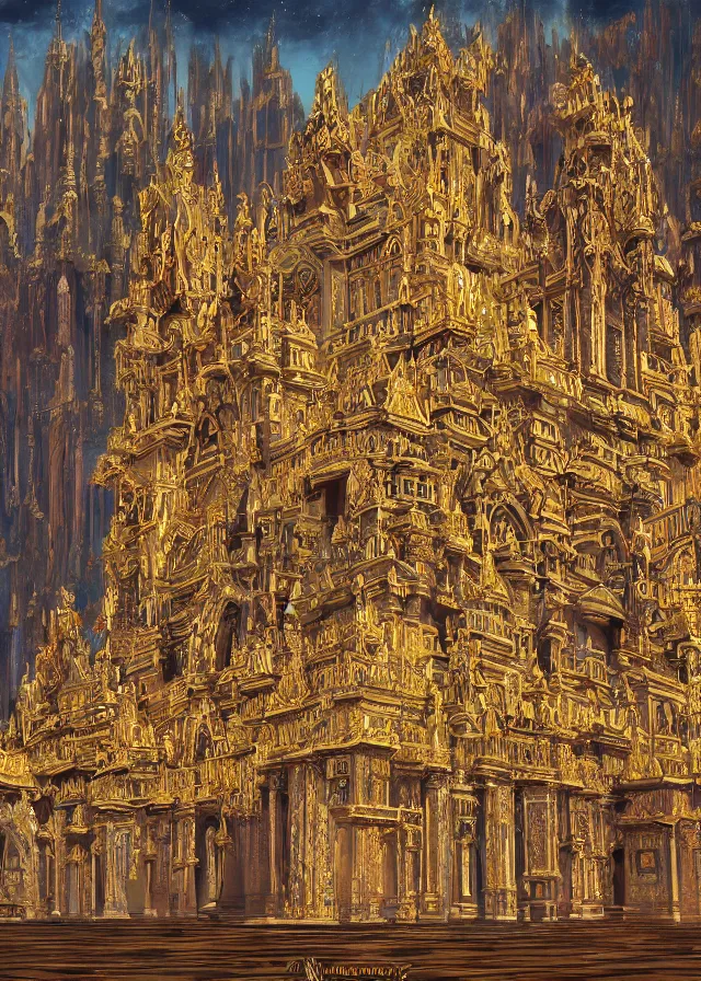 Prompt: a highly detailed painting of the ultimate holy temple, multicultural influences, inspired by palaces and cathedrals and temples and pagodas, hd, concept art, artstation, deviantart