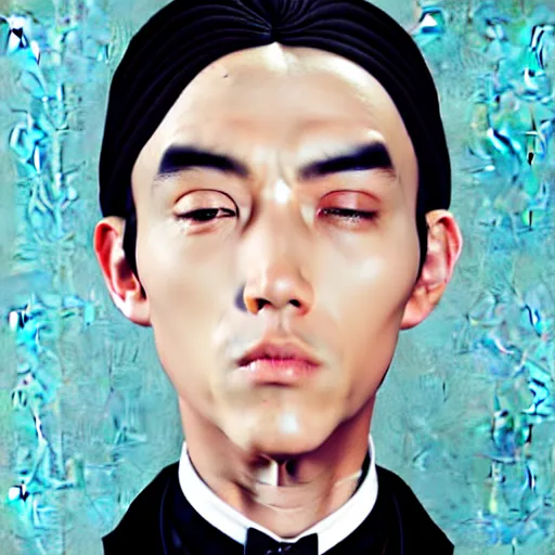 Image similar to full body painting of grumpy handsome thin beautiful man in his 2 0 s named min - jun in a french female maid outfit, modern clothing, elegant, clear, painting, stylized, delicate facial features, stylized thin lines, soft but grumpy, highly detailed, art, art by egon alphonse