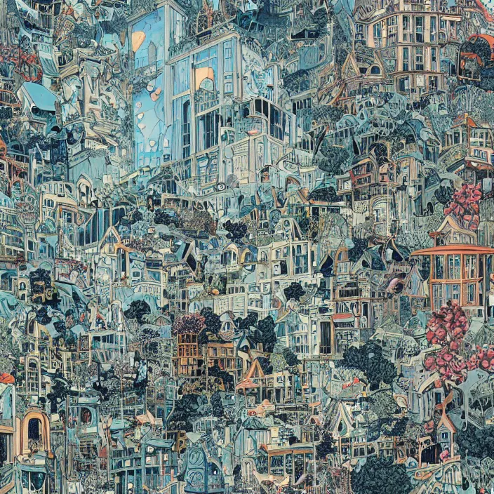 Image similar to a building in a landscape, by james jean