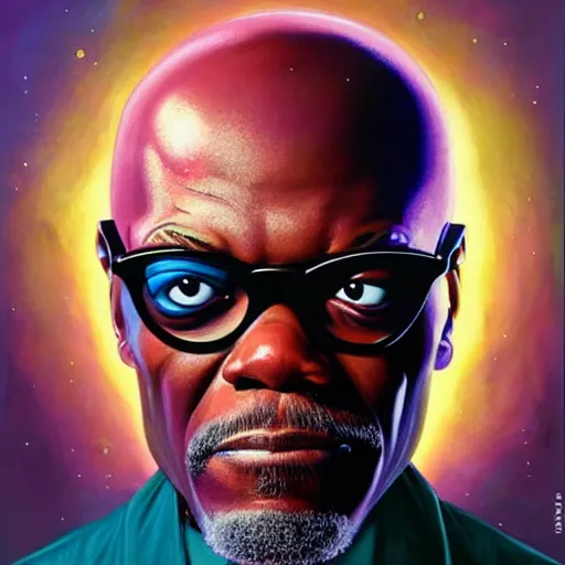 Prompt: cosmic portrait of Samuel L. Jackson, Pixar style, by Tristan Eaton Stanley Artgerm and Tom Bagshaw.