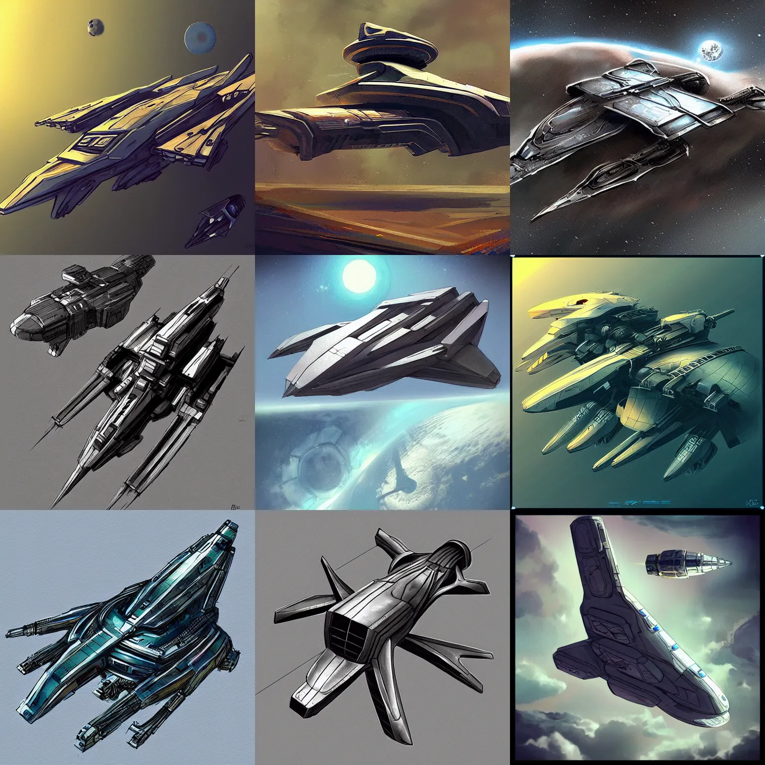 Prompt: “sci-fi concept art spaceship”