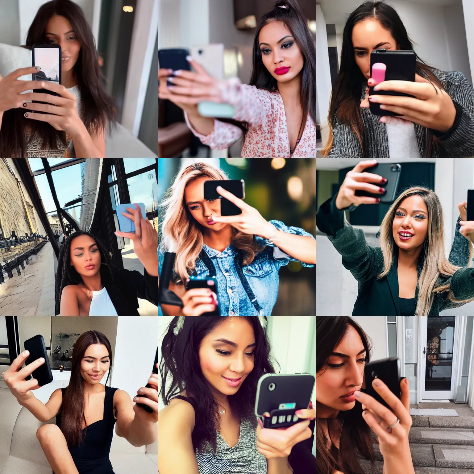 Prompt: A female instagram influencer taking a selfie