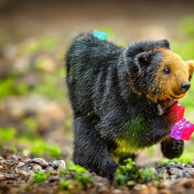 Image similar to close up national geographic photo of wild candy gummy bear wildlife photograph