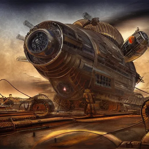 Image similar to dieselpunk mothership, digital art, hd, 4k by David Michalczyk