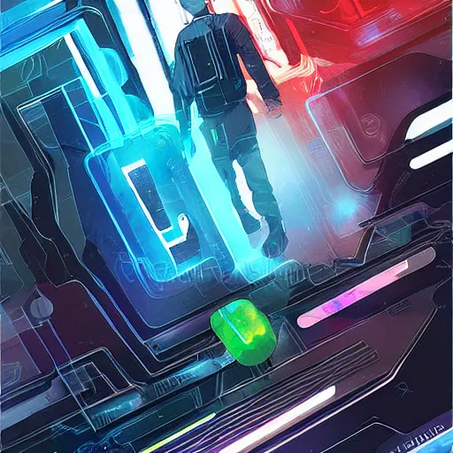 Image similar to Android Netrunner, digital painting, card game illustration, Android Netrunner