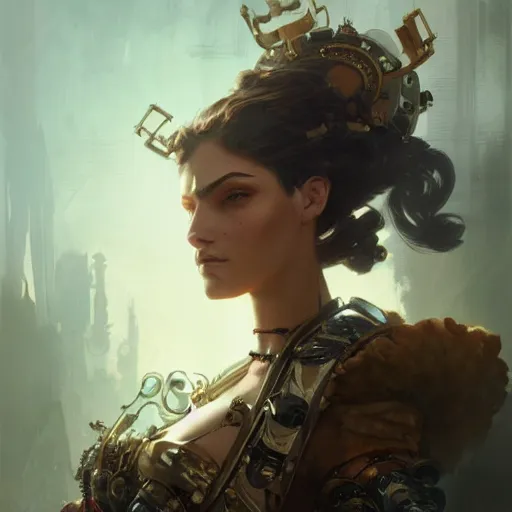 Image similar to a beautiful portrait of a steampunk goddess by greg rutkowski and raymond swanland, trending on artstation, ultra realistic digital art