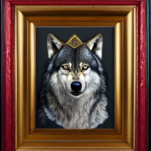 Image similar to award-winning. hyper-realistic. Anthropomorphic wolf in ceremonial robes. Portrait.