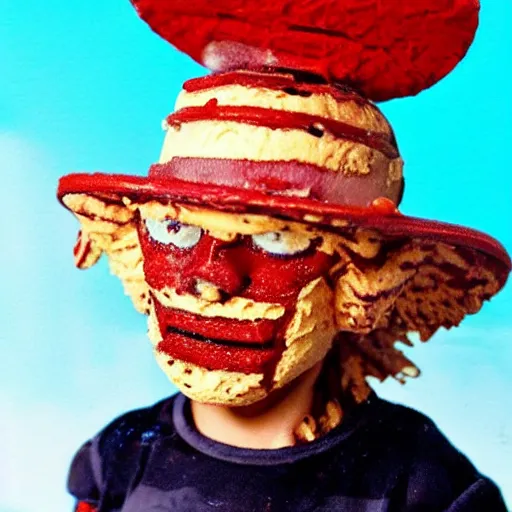 Image similar to freddy kruger as a child's ice cream pop, realistic photography, high detailed