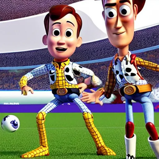 Image similar to movie still of harry kane as woody and son heung - min as buzz lightyear in the movie toy story,