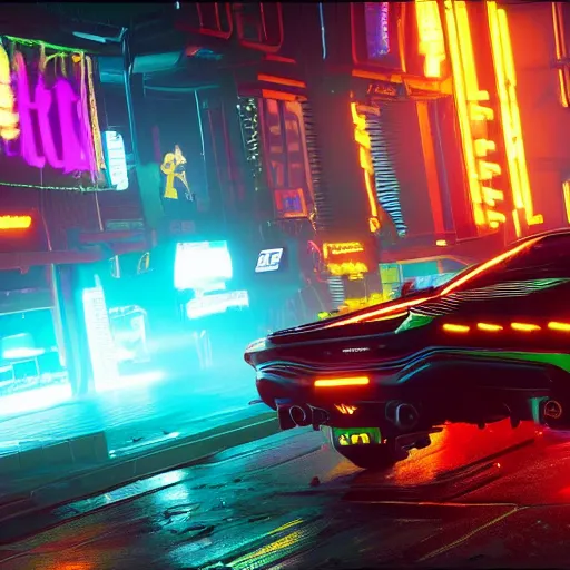 Prompt: Cyberpunk 2077 gameplay screenshot, but from a version of the game that wasn't an awful bug riddled mess