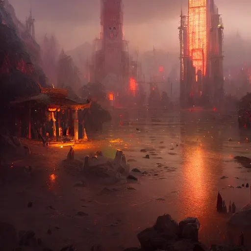 Prompt: god of construction, magical world, by greg rutkowski, sung choi, photo realistic, 8 k, cinematic lighting, hd, atmospheric, hyperdetailed, trending on artstation, devainart, digital painting, glow effect