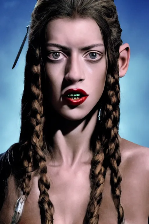 Image similar to film still of jar jar binks as a female cowgirl, long eyeslashes, big juicy lips, big seductive eyes, dramatic cinematic lighting, dolce & gabbana campaign, shot by mario testino, realistic vfx simulation, 4 k
