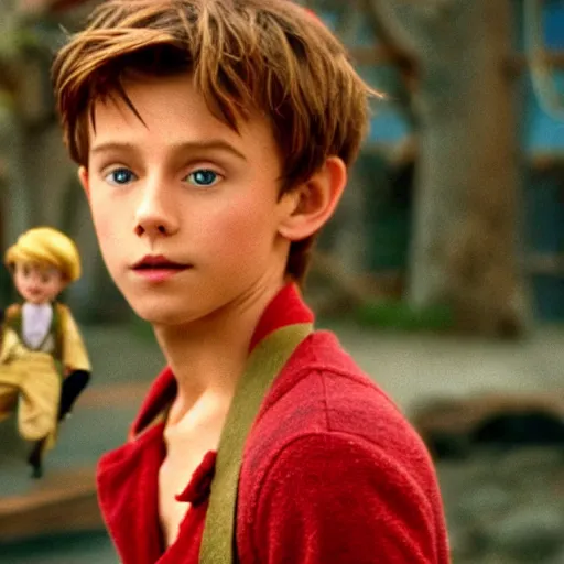 Image similar to peter pan as a protagonist in a Wes Anderson film