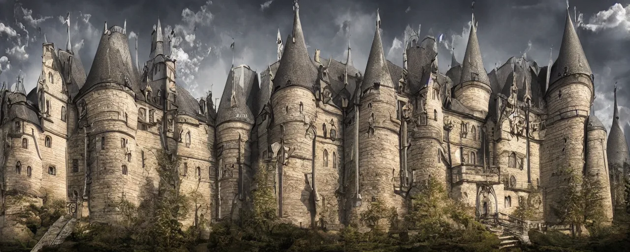 Prompt: hyperrealistic phto of the unseelie court gothic castle