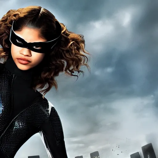 Image similar to Zendaya as Catwoman. 4k action scene