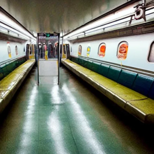 Prompt: flooded subway car, surreal,