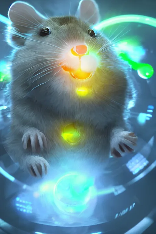 Image similar to cyborg hamster radiating a glowing aura global illumination ray tracing hdr fanart arstation by ian pesty and katarzyna da „ bek - chmiel