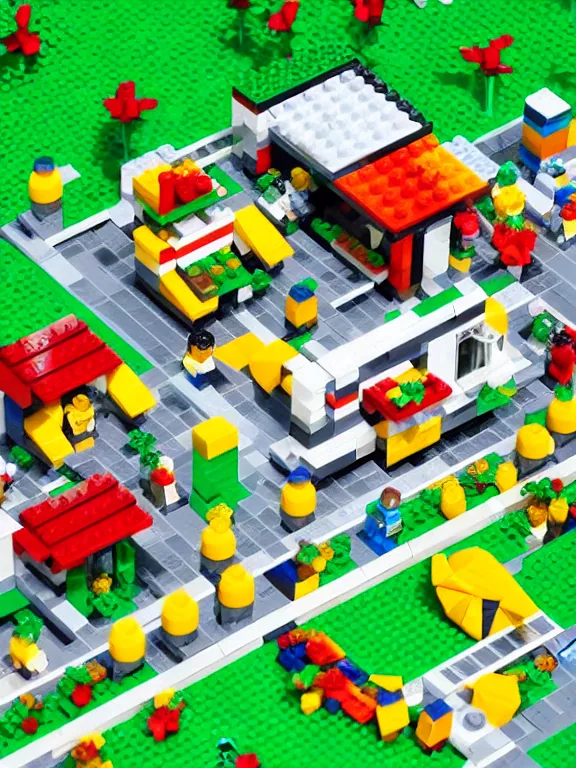 Prompt: miniature isometric lego diorama of epic fruits factory