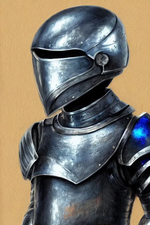 Prompt: a male teenager wearing a silver plate armor, short black hair, artgem style, fancy lighting, complementary colours, face portrait, harmonious, soft colors, digital painting, masterpiece, realistic and detailed face, color painting, realistic, highly detailed, high quality, portait picture, anatomically correct, pixar and disney style, anime style