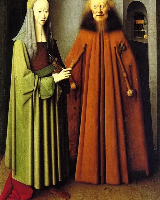 Image similar to The Arnolfini Portrait By Jan van Eyck painting by Hieronymus Bosch