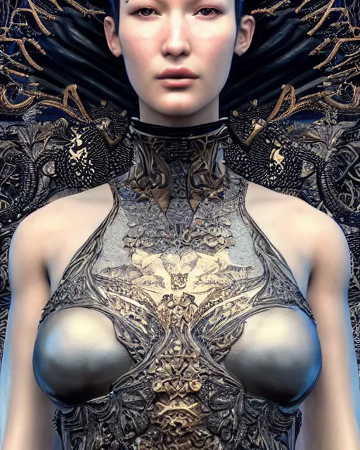 Image similar to a highly detailed metahuman 8 k close up render of bella hadid in takato yamamoto style trending on artstation made in unreal engine 4