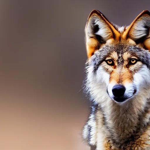 Prompt: professional photograph of a tawny gray wolf, high quality, hd, 8 k, 4 k, magnificent, award - winning, nature, nature photography, awe - inspiring, highly detailed, amazing