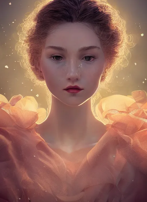 Prompt: stunningly beautiful face, prima ballerina in rose garden, symmetrical face, tutu, golden hour, smooth, focus, highly detailed, hyper realistic, dramatic lighting, elegant, intricate, concept art, art by wlop, mars ravelo, greg rutowski, artstation