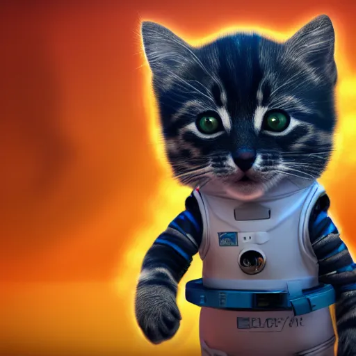 Prompt: kitten in space suit is running on the surface of moon, trending on artstation, 4 k