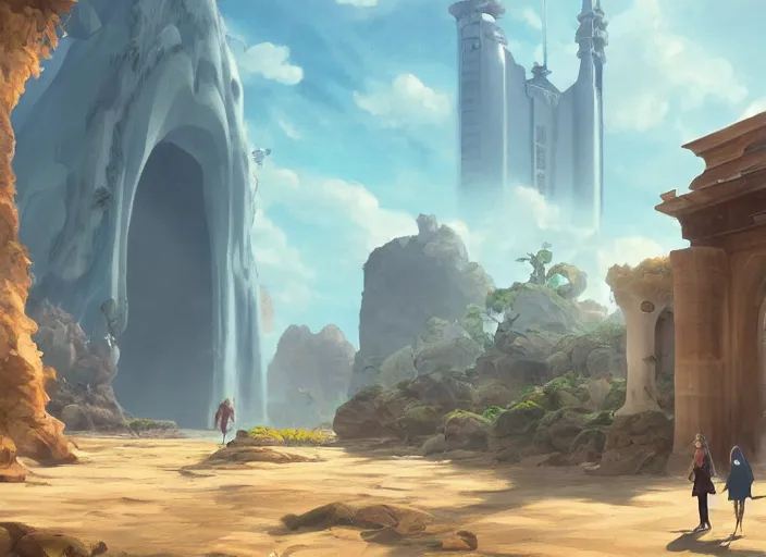 Prompt: a portal to jeddah city, digital painting, concept art, smooth, sharp focus, illustration by studio ghibli, rutkowski, caspar david friedrich, blizzard warcraft artwork