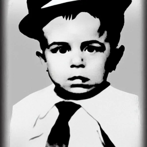 Image similar to Al Capone as a 2 year old, photorealistic