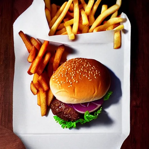 Image similar to finger burger, soda, fries, award winning, food photography