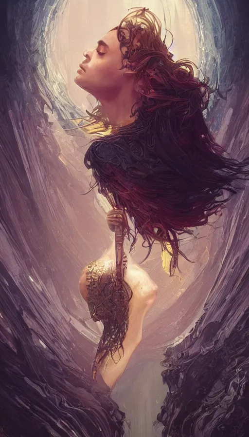 Image similar to tears waterfall, fame of thrones, lord of daggers, neon, fibonacci, sweat drops, insane, intricate, highly detailed, digital painting, artstation, concept art, smooth, sharp focus, illustration, Unreal Engine 5, 8K, art by artgerm and greg rutkowski and alphonse mucha