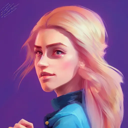 Image similar to beautiful blond woman portrait, maya ali mage, gloomhaven, dynamic lighting, gaudy colors, octane render aesthetic, matte painting concept art, official fanart behance hd artstation by jesper ejsing, by rhads and makoto shinkai and lois van baarle and ilya kuvshinov and rossdraws