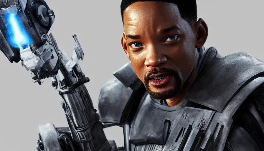 Image similar to will smith in star wars, white background, realistic, hyperdetailed, artstation, cgsociety, 8 k