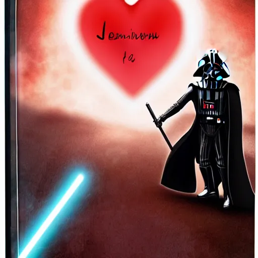 Image similar to jennifer ashley book cover, darth vader romance with yoda.