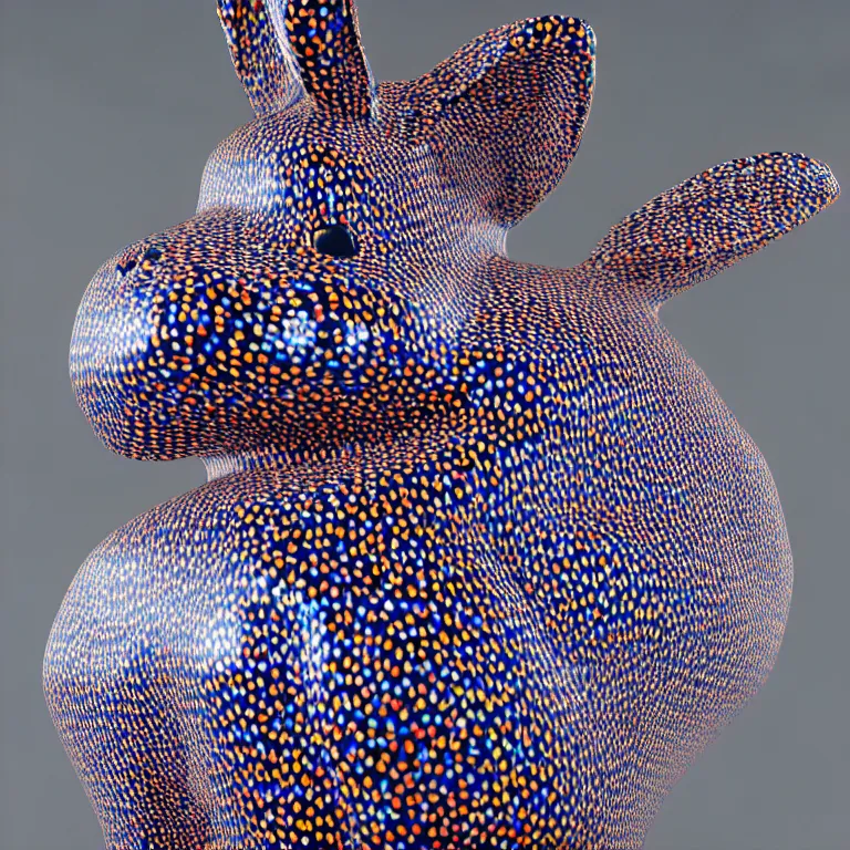 Prompt: hyperrealistic detailed image of a rabbit inside a hat in an art installation room, hd smooth interior by yayoi kusama, part by kei mieno, part by ross tran, dark art by james jean, ultra realistic, highly detailed, life like face, detailed body, 8 k, 3 d render by roger magrini, very cohesive, masterpiece