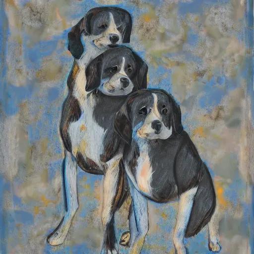 Image similar to artwork of a two - headed dog, abstract artwork long style shot